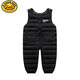 G.duck兒童羽絨棉背帶褲男童女童棉褲開(kāi)襠1-2歲3寶寶連體褲冬季加厚外穿 黑色 90cm