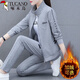 啄木鳥(niǎo)休閑運動(dòng)套裝女春秋季衛衣女2026年新款洋氣中年女裝 灰色（加絨）兩件套 XL _110/125斤