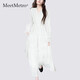 MeetMetro瑪依爾法式浪漫淑女連衣裙女2025春新款優(yōu)雅氣質(zhì)A字長(zhǎng)裙 白色【現(xiàn)貨閃電發(fā)】 M