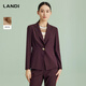 藍地[商場(chǎng)同款]LANDI波爾多紅收腰綿羊毛西裝上衣女外套春新品 波爾多紅 2XL