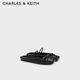CHARLES&KEITH蝴蝶結(jié)方頭芭蕾風(fēng)晚晚法式平底穆勒拖鞋女CK1-70920155 Black黑色 38