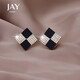 Jay 2025新款潮菱形耳夾無(wú)耳洞女黑色耳夾送女友生日禮物