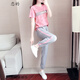 戀的休閑運(yùn)動(dòng)套裝女學(xué)生夏季高中初中生女生短袖衣服夏天上衣韓版寬松原宿風(fēng)少女中學(xué)生時(shí)尚潮流T恤褲子一套 圖片色套裝 M