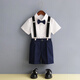 GOKU男童禮服幼兒園畢業(yè)服兒童西裝套裝小主持人演出服男孩婚禮花童夏 深藍(lán)色 130 建議體重43-50斤