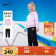 NIKE 耐克童裝女童衛(wèi)衣+長褲2件套秋季260克毛圈滿印舒適兒童上衣 正黑色 130 /64 【建議身高116-122cm】