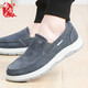 布舍元青年透氣平底休閑鞋一腳蹬帆布板鞋老北京布鞋男411-1728 藍色42