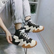 匡威帆布鞋女鞋 未來(lái)電波ins潮運動(dòng)板鞋厚底增高松糕鞋高幫休閑鞋 171545C/波浪紋鋸齒未來(lái)電波 37.5