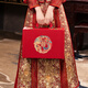 小吉丁陪嫁箱手提密碼箱嫁妝箱禮金盒新娘結婚用紅色皮箱訂婚彩禮箱10萬(wàn) 直角龍鳳 【刺繡款】 8寸+20個(gè)錢(qián)套