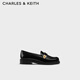 CHARLES&KEITH復(fù)古金屬扣粗跟樂福鞋子女鞋女士生日禮物女CK1-70920143 Black Box黑色 38