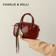 CHARLIE&KELLI CK品牌包包女包潮流波士頓包2025新款情人節(jié)禮物手提單肩斜挎包 安可拉紅【聯(lián)系客服順豐包郵】