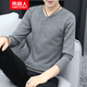 在佐  長(cháng)袖t恤男修身打底衫秋冬季新款男士中青年大碼男裝長(cháng)袖上衣t恤 深灰色 2XL