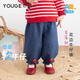 幼歌（YOUGE）嬰幼兒秋季新款活潑草莓柔軟燈籠褲輕盈透氣寬松牛仔褲 牛仔藍(lán)（66-90兩用襠） 90 cm