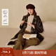 茵曼2025秋冬女裝新款 英倫學(xué)院風(fēng)格子連帽雙面呢大衣復古毛呢外套  咖啡色 S