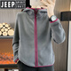 JEEP SPIRIT高端抓絨衣女德絨保暖外套搖粒絨戶(hù)外徒步運動(dòng)登山服裝雙面絨衛衣 石墨灰 XXL (建議118~128斤)