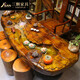 溥畔根雕茶臺緬甸金絲楠木整體樹根茶桌茶桌椅組合客廳茶幾木雕樹頭樹 木雕樹頭樹