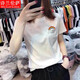 詩(shī)蘭倫薩國潮短袖t恤女新款夏修身純棉體恤中國風(fēng)臉譜ins潮圓領(lǐng)上衣 白色  彩虹 L（110-125斤）