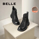 百麗（Belle）舒適馬丁靴女冬季新款商場(chǎng)款羊皮時(shí)尚靴B7E2DDD4 黑色-絨里 37 (235mm)