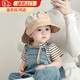 JIOESC寶寶帽子夏季薄款遮陽(yáng)帽嬰兒大帽檐太陽(yáng)帽兒童防曬帽披肩漁夫帽 卡其熊(害羞熊前后檐漁夫帽) 【1-5歲/帽圍48-52cm可調節】