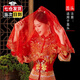 森暮舟（SENGMUZHOU）新娘紅蓋頭 結婚半透明頭紗中式婚禮秀禾服蘇繡蓋頭出嫁蒙頭喜帕 金色-巴洛克蕾絲花邊（蓋頭） 100cm-135cm