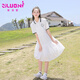 紫洛妮初中生白色連衣裙少女2025夏季新款高中學(xué)生大童寬松休閑裙子顯瘦 白色 S/155