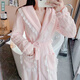 SKONWAT珊瑚絨睡袍女秋冬長(cháng)款加厚加絨甜美可愛(ài)法蘭絨浴袍冬季睡衣家居服 80#粉色 L