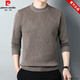 皮爾卡丹（pierre cardin）品牌羊毛男士長(zhǎng)袖t恤春秋季新款針織衫圓領(lǐng)薄款毛衣打底衫男 卡其 175