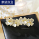 默研（MOYAN）貓眼輕奢鑲鉆花朵發(fā)夾頂夾優(yōu)雅水鉆彈簧夾頭飾一字后腦勺發(fā)卡發(fā)飾 金色-珍珠貓眼小蒼蘭彈簧夾A14-304