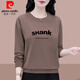皮爾卡丹（pierre cardin）春秋女裝大碼圓領(lǐng)新款寬松韓版印花長(zhǎng)袖秋季衛(wèi)衣百搭媽媽裝上衣女 咖色(SHANK) XL 115-130斤