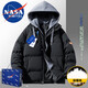 NASA MARVEL官方潮牌聯(lián)名男裝棉衣男棉服外套冬季面包服休閑百搭棉襖子 黑色 2XL (140斤-160斤)
