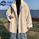 憶克薩羊羔毛棉衣情侶棉衣男冬季痞帥羽絨棉服ins港風(fēng)兩面穿PU皮厚外套 淘惑T92 羊羔毛杏色 3XL（155斤-210斤）