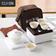 CLITON旅行茶具便攜式白瓷蓋碗功夫6件套裝茶水分離戶外快客杯辦公茶具