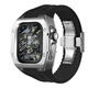 君自名適用AppleWatchUltra3表帶AppleWatch表殼iWatch蘋果手表帶Ultra2殼iWatchUltra鈦合金保護套金屬 【銀色】鈦合金殼+【黑色】氟橡膠帶 49mm 適用 U