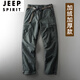 JEEP SPIRIT吉普男裝沖鋒褲男戶(hù)外長(cháng)褲防水沖鋒衣搭配的褲子男褲防風(fēng)工裝褲 款灰色 加絨 XL 135-155斤