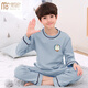 莫代爾兒童睡衣純棉男童長(cháng)袖家居服套裝2024春秋薄款男孩中大童秋衣秋褲 淺藍色-小叮當 170cm適合160-170cm年齡13-15歲