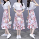 艾珠兒（Aizhuer）雪紡連衣裙女裝2024年夏季新款韓版顯瘦碎花小個子套裝裙子夏天 粉色套裝 L