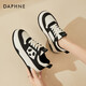 達(dá)芙妮（DAPHNE）板鞋女秋冬冬季新款加絨加厚小個(gè)子厚底增高休閑熊貓鞋 7075款 黑色 加絨 跟高4.5cm 36 (230mm)