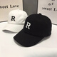 楊飾公子帽子男鴨舌帽春夏季防曬帽韓版時(shí)尚女遮陽(yáng)帽R字母棒球帽 R黑色 均碼 可調節