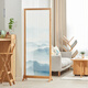 竹庭新中式入戶(hù)屏風(fēng)隔斷客廳進(jìn)門(mén)遮擋折疊移動(dòng)辦公室座屏日式布藝屏風(fēng) 云霧繚繞