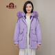 獸王（SHOUWANG）2024冬新款女士兔毛皮內(nèi)膽派克服中長(zhǎng)款連帽狐貍毛領(lǐng)皮草大衣 紫色 160/84A(38)