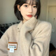 風(fēng)采兔 美式復(fù)古polo領(lǐng)套頭針織衫加厚毛衣女秋冬季設(shè)計感小眾寬松上衣潮 杏色 均碼