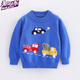 珍妮羊寶寶羊絨衫卡通汽車(chē)男童毛衣套頭兒童羊毛針織打底衫小男孩線(xiàn)衣冬 藍色 S637藍色皮卡車(chē) 110碼(建議身高100-110cm)