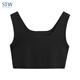 STW.SOTOWELL莫代爾無(wú)痕抹胸防走光女春夏薄款露肚臍短款背心內穿打底衣裹胸 WM009-黑色 L (170)