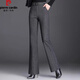 皮爾卡丹（pierre cardin）毛呢微喇褲女2025秋冬新款高腰垂感顯瘦百搭修身加厚休閑喇叭褲子 深灰色 XL 建議110-120斤