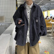 雪萊瓊斯（Shelley Jones） 燈芯絨長(zhǎng)袖襯衫男寬松休閑ins百搭襯衣春秋夏季日系外套男 深灰色 XL