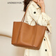 ANDSEEYOU品牌 單肩包女 高級感托特包時(shí)尚大包包大容量軟皮手提包通勤背包 金棕色