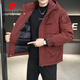 皮爾卡丹（pierre cardin）沖鋒羽絨服男連帽工裝戶(hù)外保暖外套2024冬季新款休閑男裝羽絨上衣 酒紅色 XL