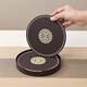 百品良餐墊新中式餐廳茶杯墊高級感壺墊花瓶防滑墊喜慶隔熱墊防燙餐盤(pán)墊 深棕色6片裝（送收納盒） 直徑9厘米