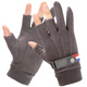 柏潮手套男女漏二指半指加絨加厚騎手保暖開(kāi)車(chē)送外賣(mài)快遞游戲半截 【鹿皮絨漏三指手套】灰色