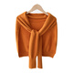 SOMUBAY純色毛線(xiàn)針織小披肩外搭女斗篷圍巾兩用百搭披風(fēng)韓版春秋搭肩假領(lǐng) WJ-428桔色(仿兔毛毛線(xiàn)披肩)