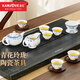 金灶（KAMJOVE）鏤空玲瓏陶瓷功夫茶具手繪青花瓷茶壺茶杯家用泡茶套裝茶具 KP-65 青花玲瓏陶瓷茶具